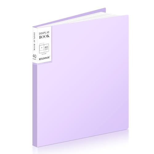 XRUNMIX Art Portfolio 8.5X 11 Inch, 40 Pockets (80 Pages Capacity) Letter Size Display Book with Clear Sheet Protectors, Presentation Folder for Artwork/Documents/Photos - color: Lavender