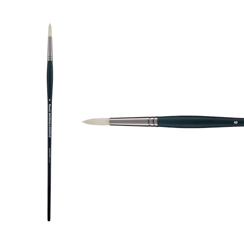 Creative Mark Imperial Professional Chungking Hog Bristle Brush - Round # 6, Handmade Long Handle Oil Paint Brushes for Artists, Nickel-Plated Brass Ferrules, Stiff Yet Soft Natural Bristles - size: #6