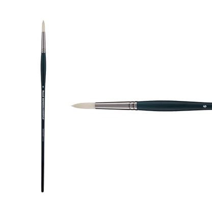 Creative Mark Imperial Professional Chungking Hog Bristle Brush - Round # 6, Handmade Long Handle Oil Paint Brushes for Artists, Nickel-Plated Brass Ferrules, Stiff Yet Soft Natural Bristles - size: #6
