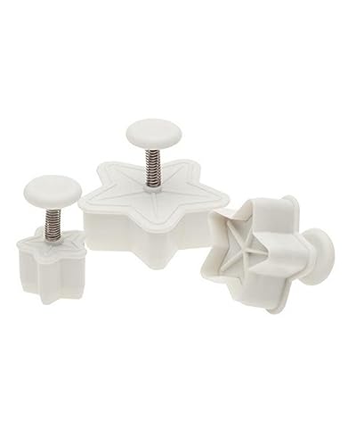Ateco Star Plunger Cutters, Set of 3 Sizes, for Cutting Decorations & Direct Embossing, Spring-loaded Handle, Food Safe Plastic - style: Star, set of 3