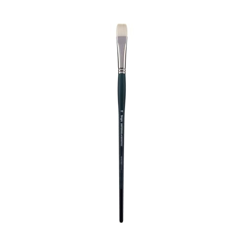 Creative Mark Imperial Professional Chungking Hog Bristle Brush - Bright # 10, Handmade Long Handle Oil Paint Brushes for Artists, Nickel-Plated Brass Ferrules, Stiff Yet Soft Natural Bristles - size: #10