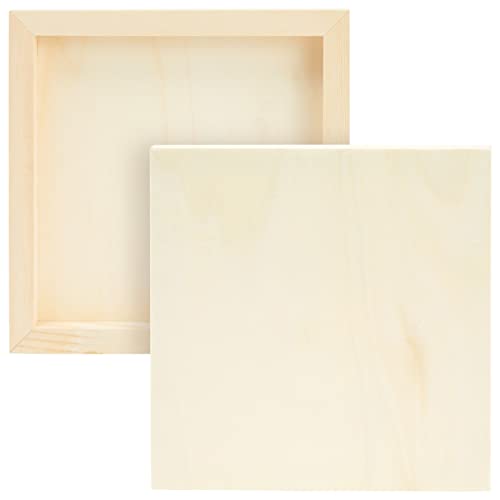 Juvale Wooden Canvas Board - 8 x 8 x 0.75 in, Natural Pine, Pack of 6 - Unfinished Wooden Frames for Crafts - Versatile Art Supply Wood Panel for Painting, Acrylic, Oil & Watercolor