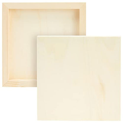 Juvale Wooden Canvas Board - 8 x 8 x 0.75 in, Natural Pine, Pack of 6 - Unfinished Wooden Frames for Crafts - Versatile Art Supply Wood Panel for Painting, Acrylic, Oil & Watercolor
