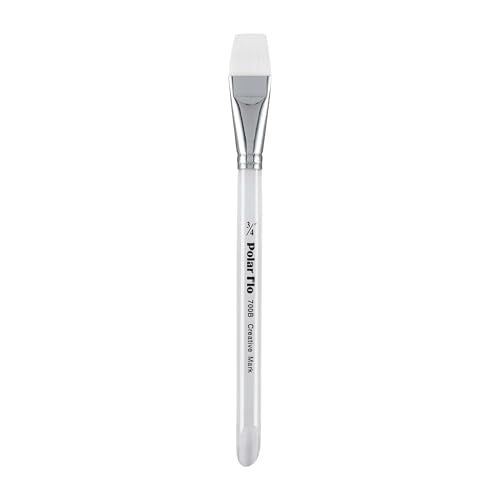 Creative Mark Polar Flo Professional Watercolor Brushes - Aquarelle 3/4" - Short Handle, Nickel-Plated Seamless Brass Ferrule - Art Paint Brushes for Acrylic Painting, Watercolor, Gouache, and More - size: 3/4"