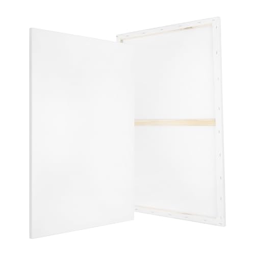 PATIKIL Stretched Canvas, 2 Pcs 36" x 24" Rectangle Canvas for Painting Blank Primed Canvas Cotton Canvas Panels for Acrylics Oil Watercolor Paints, White - size: 36" x 24"