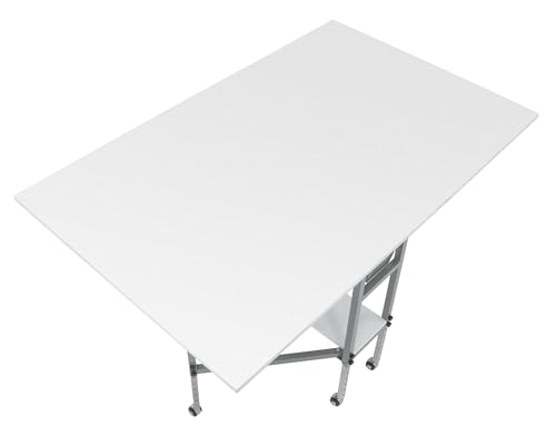 Studio Designs Sew Ready Hobby and Cutting Craft Desk Table with Storage Drawers - color: Silver/White