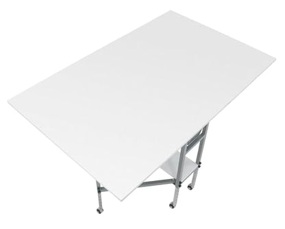 Studio Designs Sew Ready Hobby and Cutting Craft Desk Table with Storage Drawers - color: Silver/White