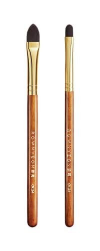 Desert Oak Series Pro Concealer Duo - Wide Teardrop & Micro Detail Brush Set for Under Eyes, Acne Scars & Redness, Bubinga Wood Handles (CM 194 & 195 Kit) - color: CM-0194+CM-0195, size: 2 Piece