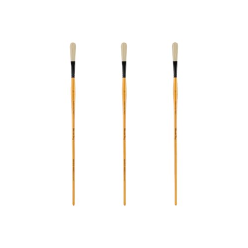 Creative Mark Mimik Hog Professional Synthetic Hog Bristle Paint Brush- Versatile Alternative to Natural Hog Hair Paint Brushes for Oil Painting, Acrylics, Inks & More- Extra Long Filbert # 3-3 Pack - size: Filbert Xtra Long #3