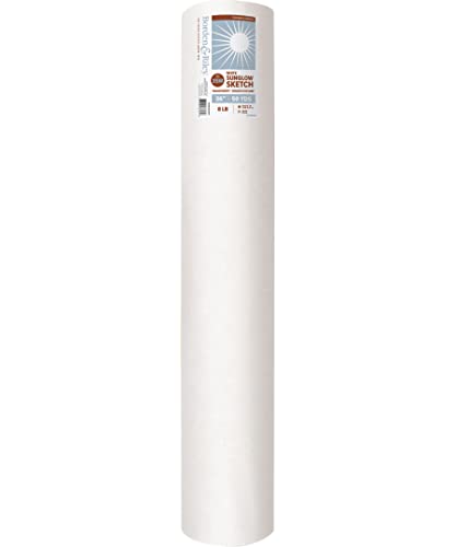 Borden & Riley 36" x 50 Yards #35C Sun-Glo Thumbnail Sketch Paper, 8 lb, White, 1 Roll Each - color: White, size: 36" x 50 Yards,