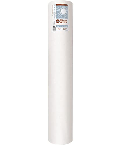 Borden & Riley 36" x 50 Yards #35C Sun-Glo Thumbnail Sketch Paper, 8 lb, White, 1 Roll Each - color: White, size: 36" x 50 Yards,