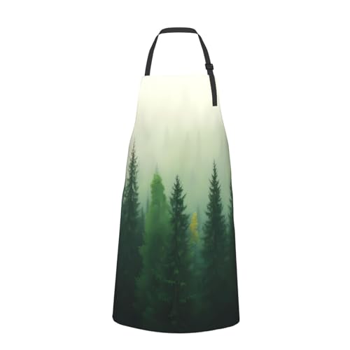 Fog Forest For Waterproof Adjustable Adult Apron With Pockets For Men And Women Cooking, Painting