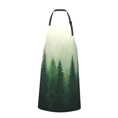 Fog Forest For Waterproof Adjustable Adult Apron With Pockets For Men And Women Cooking, Painting