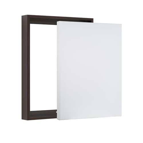 Pixy Canvas Value Pack of 8x10 Stretched Canvas 1-1/4 (1.25) inch deep and Floater Frame for Your Paintings/Artwork/Wall Art/Wall Decor (Dark Walnut, 8 x 10 inch, Portrait) - color: Dark Walnut, size: 8 x 10 inch