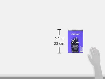 CANSON XL Textured Mixed Media 300gsm A5 Paper, Medium Grain, Spiral Pad Short Side, 15 White Sheets, Ideal for Professional Artists & Illustrators