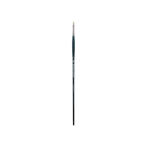 Creative Mark Imperial Professional Chungking Hog Bristle Brush - Flat # 0, Handmade Long Handle Oil Paint Brushes for Artists, Nickel-Plated Brass Ferrules, Stiff Yet Soft Natural Bristles - size: #0