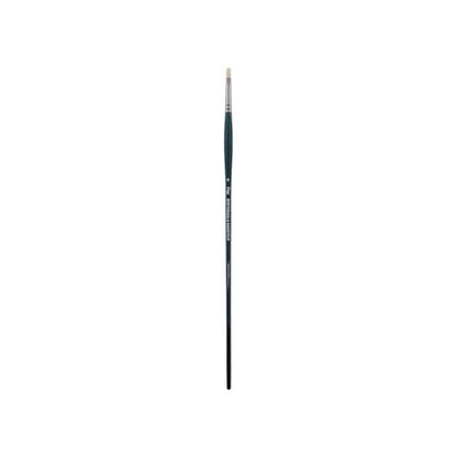 Creative Mark Imperial Professional Chungking Hog Bristle Brush - Flat # 0, Handmade Long Handle Oil Paint Brushes for Artists, Nickel-Plated Brass Ferrules, Stiff Yet Soft Natural Bristles - size: #0