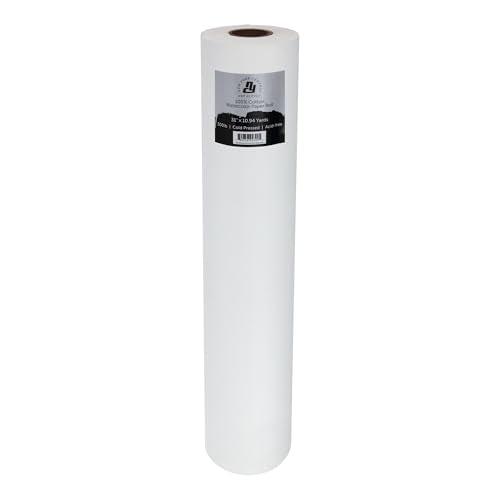 New York Central Large Watercolor Paper Roll for Artists - 300 lb Cold Press - 31" x 10.94 yd - 100% Cotton Bright White Acid-Free Archival Roll of Cold Pressed Watercolor Paper - size: 300 LB
