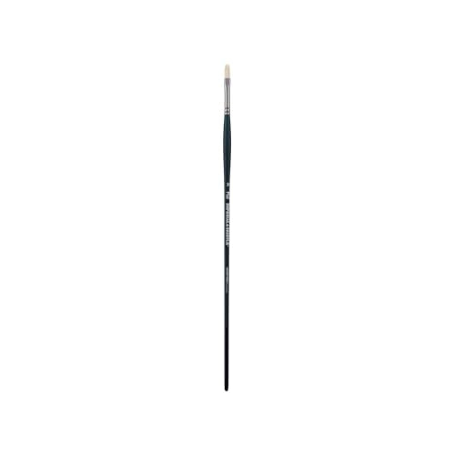 Creative Mark Imperial Professional Chungking Hog Bristle Brush - Flat # 2, Handmade Long Handle Oil Paint Brushes for Artists, Nickel-Plated Brass Ferrules, Stiff Yet Soft Natural Bristles - size: #2
