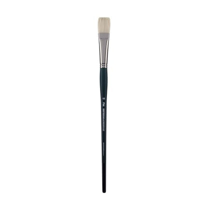 Creative Mark Imperial Professional Chungking Hog Bristle Brush - Flat # 12, Handmade Long Handle Oil Paint Brushes for Artists, Nickel-Plated Brass Ferrules, Stiff Yet Soft Natural Bristles - size: #12