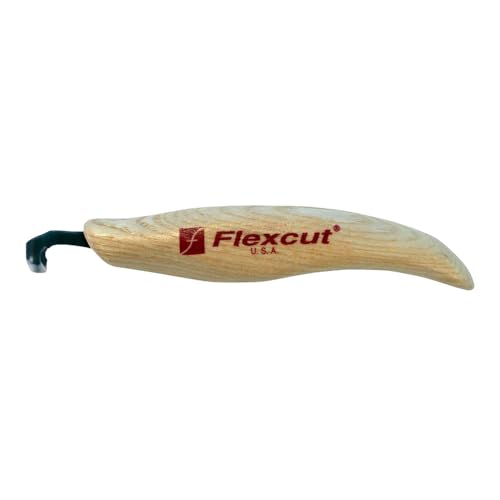 FLEXCUT Wood Carving Tools | Left-Handed Scorp | Carving Gouge | 3/16 Inch (5mm) | 1095 High Carbon Steel Blade | Ergonomic Ash Hardwood Handle | KNL22 | Made in the U.S.A. - style: 3/16" Left-Handed Scorp