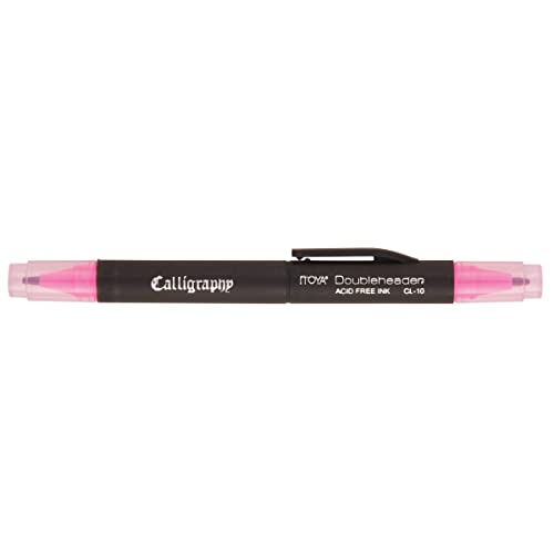 ProFolio by Itoya, Double Header Calligraphy Marker, 1.5mm and 3mm Chisel Tips - Pink