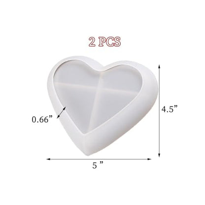 BIGEBO 2 PCS Small Heart Shape Tray Resin Molds | Heart Shaped Jewelry Plate Dish Bowl Silicone Mold for Epoxy Resin Cute Containers Fruit Snack Tray Candles Holder Soap