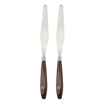 HARFINGTON 2pcs Palette Knife Painting Tool 5.35 x 0.94 Stainless Steel Art Spatula Pallet Knives Scrapers Tools with Beech Wood Handle for Acrylic Oil Canvas Mixing Spreading, Red/Silver