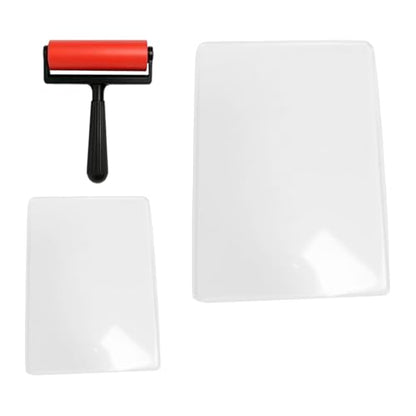 Reusable Gel Printing Plate with Press Rubber Brayer Roller for Diary Home