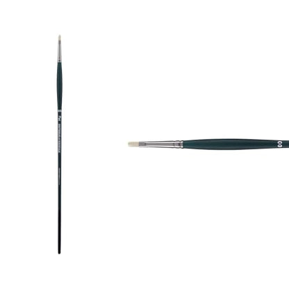 Creative Mark Imperial Professional Chungking Hog Bristle Brush - Flat # 2x0, Handmade Long Handle Oil Paint Brushes for Artists, Nickel-Plated Brass Ferrules, Stiff Yet Soft Natural Bristles - size: #00