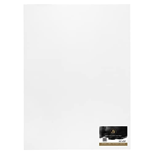 New York Central Watercolor Paper - 22x30-5 Packs of 10-50 Total Sheets, 140 lb. Hot Press - 100% Cotton, Acid-Free, Archival Quality, Bright White Watercolor Paper Pad for Wet & Dry Media - size: 22x30"