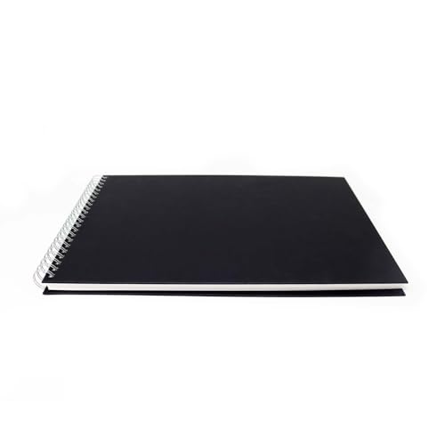 Artway Studio – Spiral Bound A3 Mixed Media Sketchbook – Landscape - 60 Sides/30 Pages of 240gsm Multimedia Paper – Black Hardback Sketchbook, White