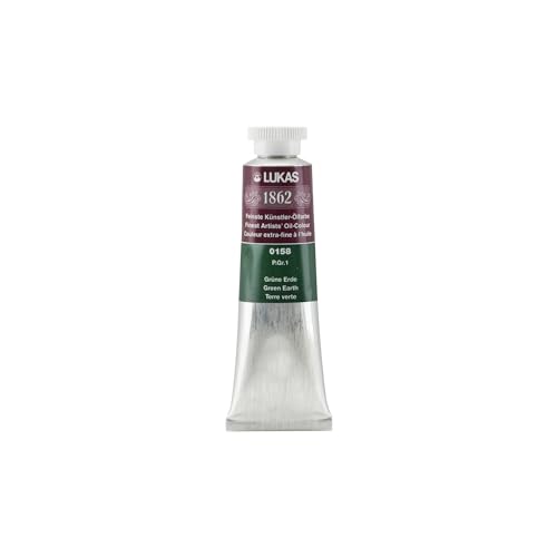 Lukas 1862 Professional German Oil Paint, Bohemian Green Earth 37 mL - w/Beeswax & Non-Yellowing Sunflower Oil, Short Drying Time, Smooth, Outstanding Lightfastness - color: Bohemian Green Earth, size: 1.25 Fl Oz (Pack of 1)