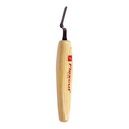 Flexcut Wood Carving Tools | Micro Dogleg Chisel | 1/8 Inch (3mm) | 1095 High Carbon Steel Blade for Miniature and Fine Detail Work | Ergonomic Ash Hardwood Handle | MT44 | Made in the U.S.A.