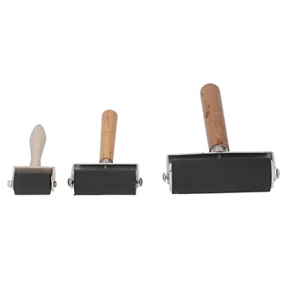Glomora 3 Pack Rubber Brayer Roller,1.4/2.4/4 Inch Hard Rubber Brayer Rollers,Art Craft Roller for Printmaking,Ink,Wallpapers Stamping Gluing