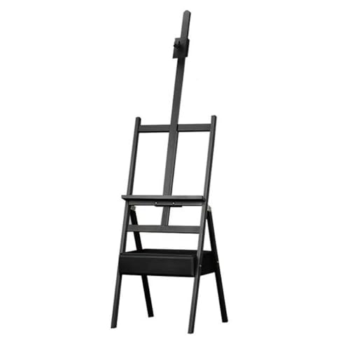 Large Wooden H-Frame Easel with Storage Drawer, Height Adjustable Art Easel Stand for Artists, Students, Studio, Painting and Display(Black) - color: Black