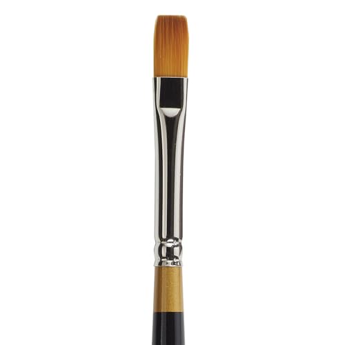 KINGART Premium Original Gold 9300-8 Flat Shader Series Artist Brush, Golden Taklon Synthetic Hair, Short Handle, for Acrylic, Watercolor, Oil and Gouache Painting, Size 8 - size: 8