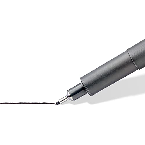 STAEDTLER 308 SWP3P Pigment Liner Fineliner Pens and Free Metallic Marker - Assorted Colours (Pack of 4)