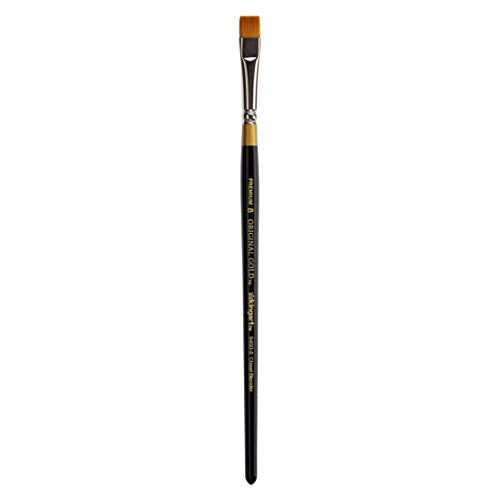 KINGART Premium Original Gold 9450-8 Chisel Blender Bright Series Artist Brush, Golden Taklon Synthetic Hair, Short Handle, for Acrylic, Watercolor, Oil and Gouache Painting, Size 8 - size: 8