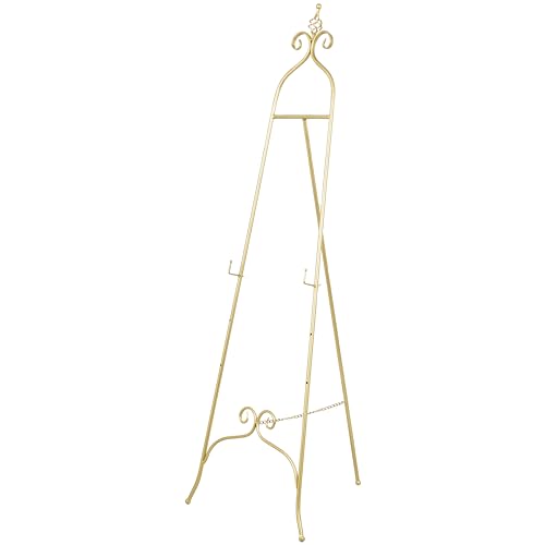 Deco 79 Metal Scroll Display Easel 3 Tier Floor Standing Easel, Display Stand 21" x 21" x 63", Gold - color: Gold
