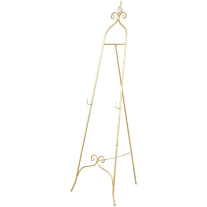 Deco 79 Metal Scroll Display Easel 3 Tier Floor Standing Easel, Display Stand 21" x 21" x 63", Gold - color: Gold