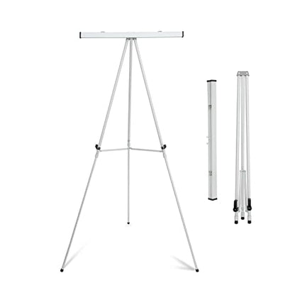 Falling in Art Aluminum Flip Chart Display Easel Stand with Adjustable Floor for Boardroom, Whiteboard, Paper Pads, Signage, 63 1/2'' High, Silver - style: Silver 1-Pack