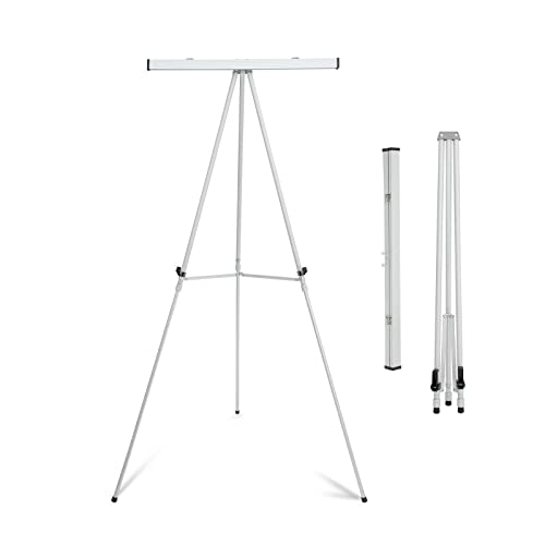 Falling in Art Aluminum Flip Chart Display Easel Stand with Adjustable Floor for Boardroom, Whiteboard, Paper Pads, Signage, 63 1/2'' High, Silver - style: Silver 1-Pack