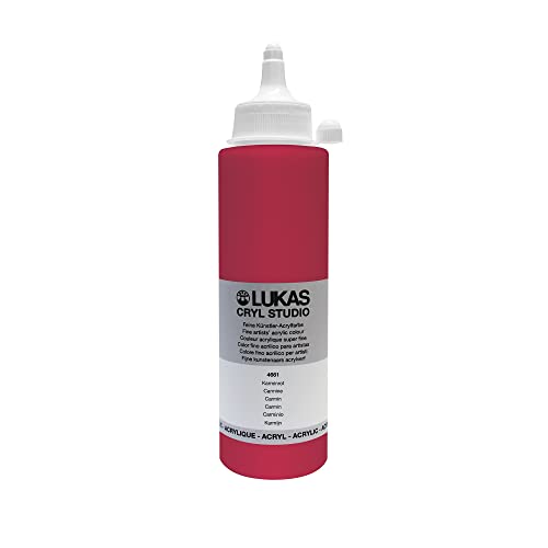 Lukas CRYL Studio Artist Acrylic Paint, Carmine, 250 ml Bottle - High Pigment Acrylic Paints for Canvas Painting, Large Scale Works - Medium-Viscosity, Water-Mixable, Fast Drying - color: Carmine, size: 8.5 Fl Oz (Pack of 1)