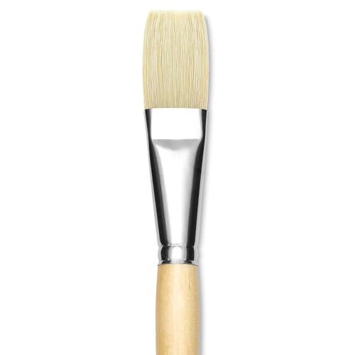 Utrecht Rhenish Pure Hog Bristle Brush - Flat, Size 12, Long Handle