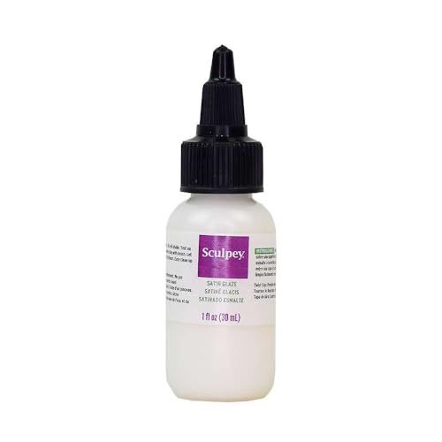 Sculpey Polyform Satin Glaze, Non Toxic, 1 fl oz. Bottle with Precise Flow Twist Cap. Will add a Satin Finish to Your Baked Polymer Oven-Bake Clay Creations! - size: 1-Ounce