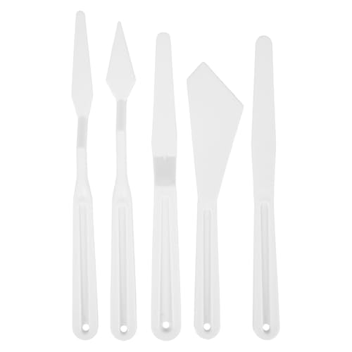 VILLCASE Oil Painting Spatulas Set 5 Pcs Painting Scrapers for Pigment Mixing Stirring and Texture Scraping Ergonomic Handle Art Painting Tools for Canvas Acrylic and Oil Paints