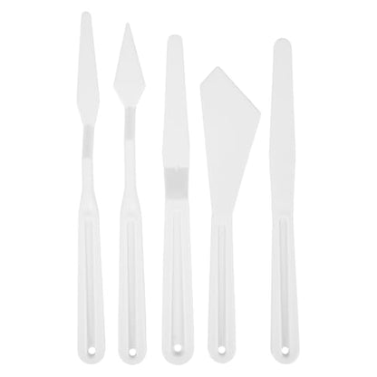 VILLCASE Oil Painting Spatulas Set 5 Pcs Painting Scrapers for Pigment Mixing Stirring and Texture Scraping Ergonomic Handle Art Painting Tools for Canvas Acrylic and Oil Paints