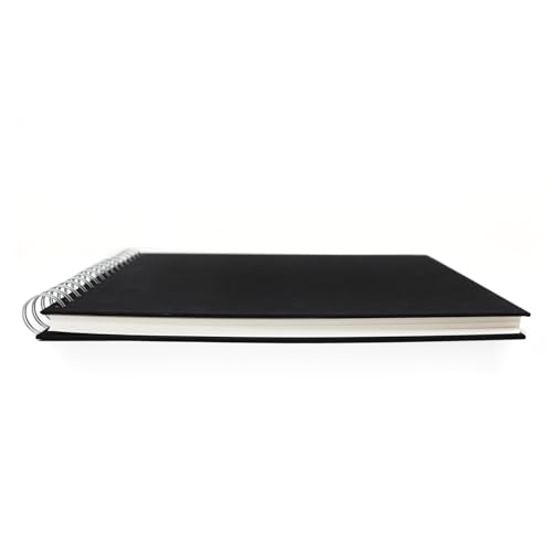 Artway Studio – Spiral Bound A3 Mixed Media Sketchbook – Landscape - 60 Sides/30 Pages of 240gsm Multimedia Paper – Black Hardback Sketchbook, White