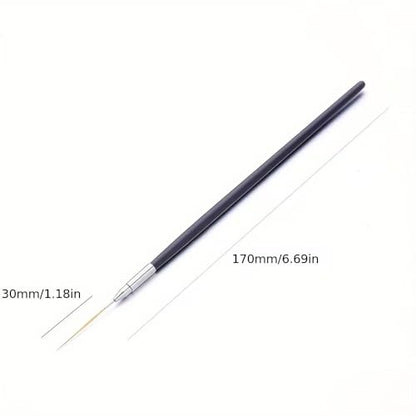 Pro Nail Art Long Striping Brush, 30mm Fine Liner Brushes for Nails, Precision Striper Pen with Acrylic Handle for Thin Lines, Intricate Details & DIY Nail Design